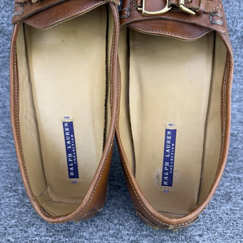 ✅Ralph Lauren Collection Stirrup Buckle Accent Driving Loafers Women’s Size 8.5B - Picture 4 of 11